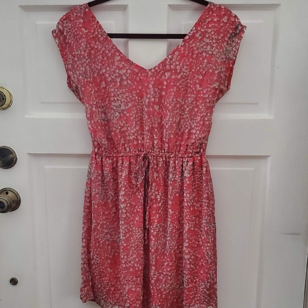 Pink floral mini dress - M